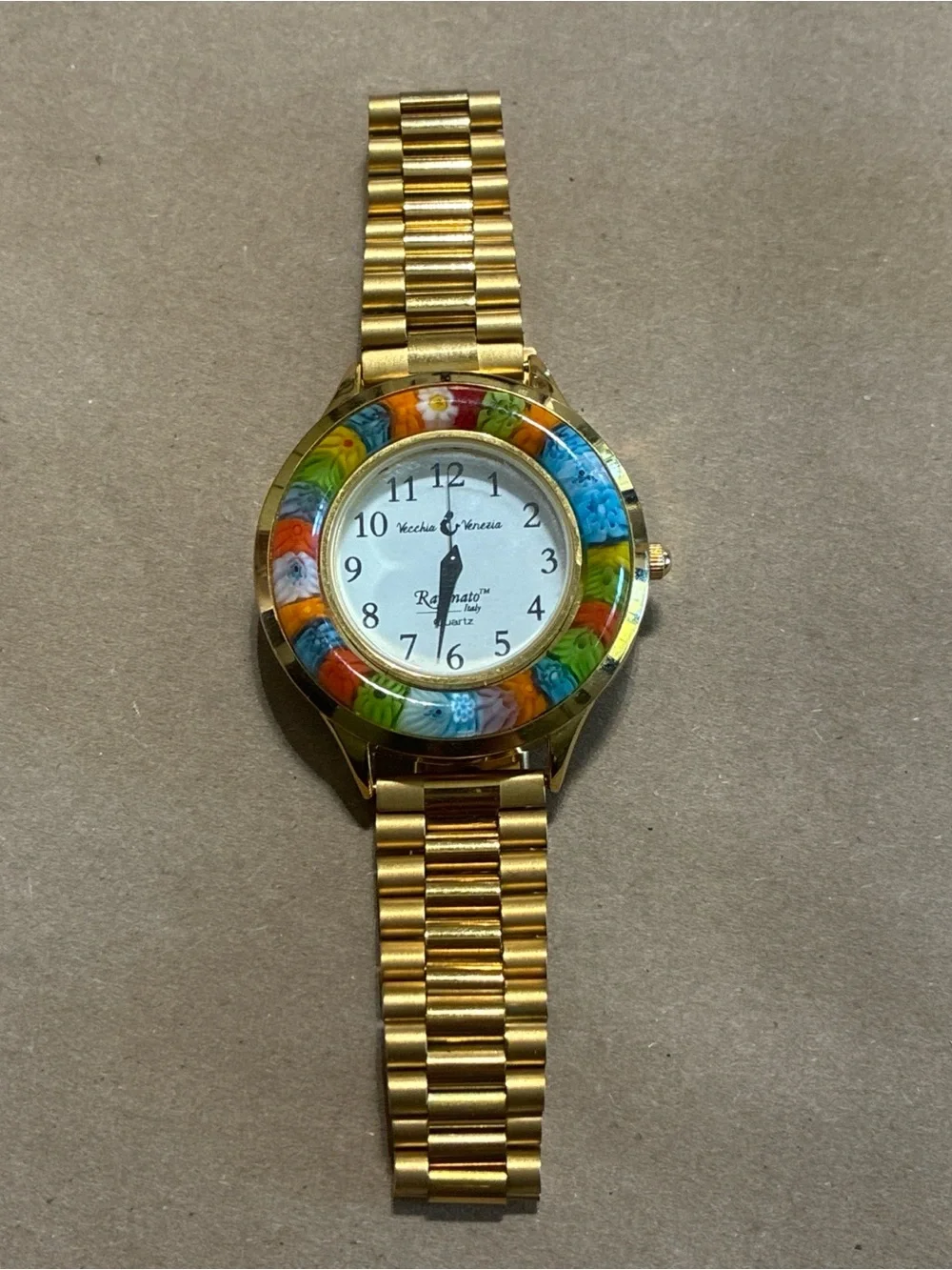 Vecchia Venezia Raffinato Multicolor Floral Gold-Tone Women's Watch